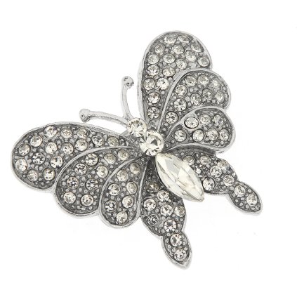 Melltű - pillangó strasszkövekkel, átlátszó 9001687-3