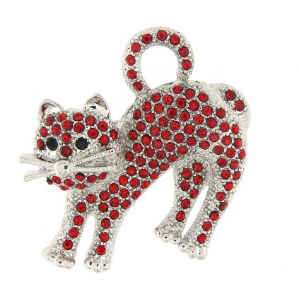 Bross - macska csiszolt kövekkel, piros színű 9001696-1