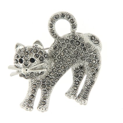 Bross - macska strasszkövekkel, fekete 9001696-3