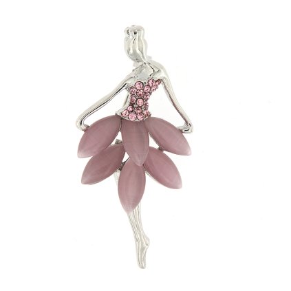 Melltű - balerina strasszkövekkel, rózsaszín 9001677-3