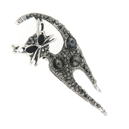 Melltű - macska nagy vágott kövekkel, fekete 9001685-2