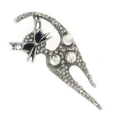 Melltű - macska, nagy vágott kövekkel, átlátszó 9001685-3