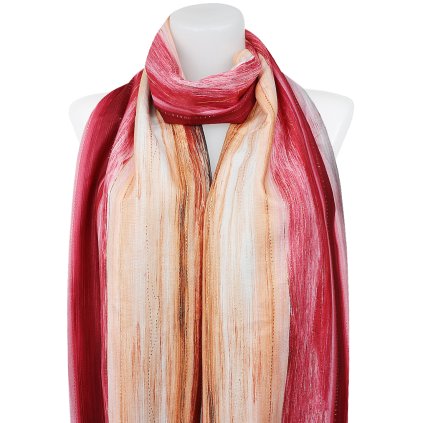 Női meleg téglalap alakú sál 3015-32 aranyszállal, narancssárga 7200658