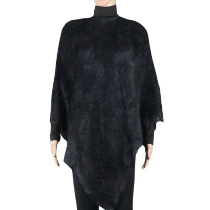 Női kötött poncsó MH-09 szőrrel, fekete 9001712
