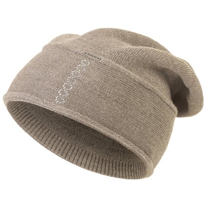 Női téli sapka Wrobi D18 strasszos körökkel, sötét bézs 7100402-12