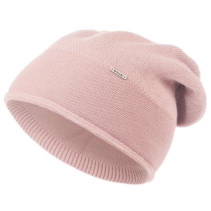 Női téli sapka Wrobi D82 csillogó fonallal, világos rózsaszín 7100405-2