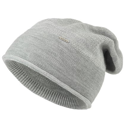 Női téli sapka Wrobi D82 csillogó fonallal, világosszürke 7100405-9