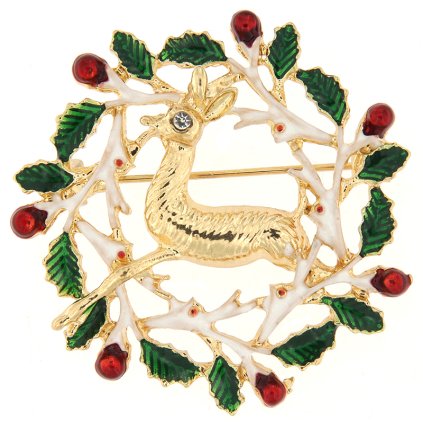 Karácsonyi bross cirkonnal - Karácsonyi koszorú arany hátsóval 9001748