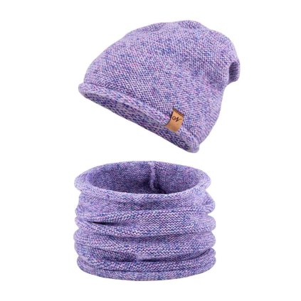 42198 3 damsky zimni set mark cepice a tunel fialovo modre barvy