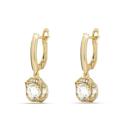 Aranyozott 14k négyszögletes cirkónia fülbevaló 1003037