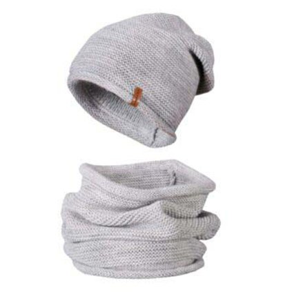 Női téli szett, sapka és Mark sál - szürke színű 7100343