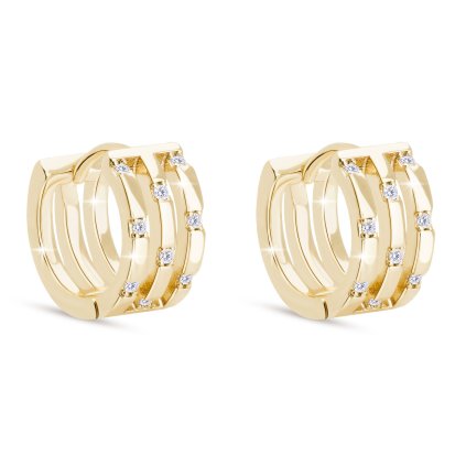 48070 pozlacene nausnice 14k tri prouzky se zirkonem 1003118