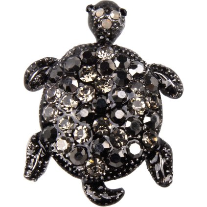 Fekete cirkóniákkal díszített teknős bross 9001786-4