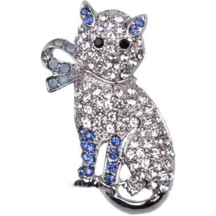 Bross - cirkóniával kirakott macska, kék színű, 9001787-1
