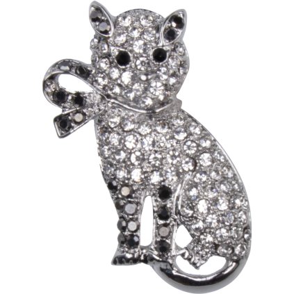 Bross - cirkóniával kirakott macska, fekete szín, 9001787-4