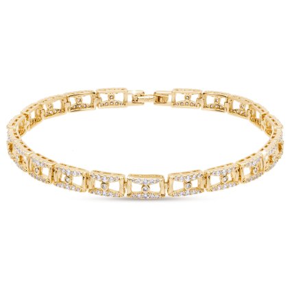 50407 pozlaceny naramek 14k obdelnicky se zirkony 2002577