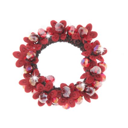 pirosHajgumi virágokkal és gyöngyökkel - piros 8000761