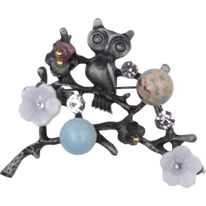 Bross gallyon, gyöngyökkel és cirkóniákkal, türkiz szín 9001774-4