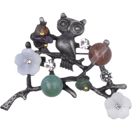 Bross gallyon, gyöngyökkel és cirkóniákkal, többszínű 9001774-5