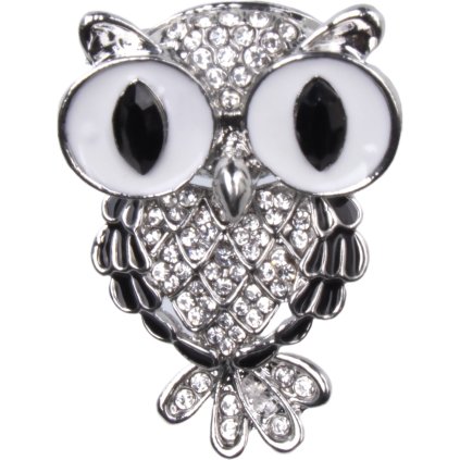 Bross - nagy szemű, cirkóniával kirakott bagoly, fekete színű, 9001789-2