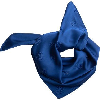 Női selyem négyszögletes sál YF463-37 kék virágmintás 7200721-1