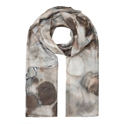 XC4015-1 női sál levél motívummal, barna szín 7200743-3