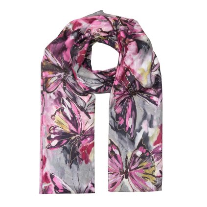 Női sál XC4015-5 pillangómintás, sötét rózsaszín színű 7200744