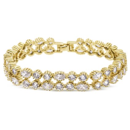53911 pozlaceny naramek 14k dvojity se zirkony 2002712