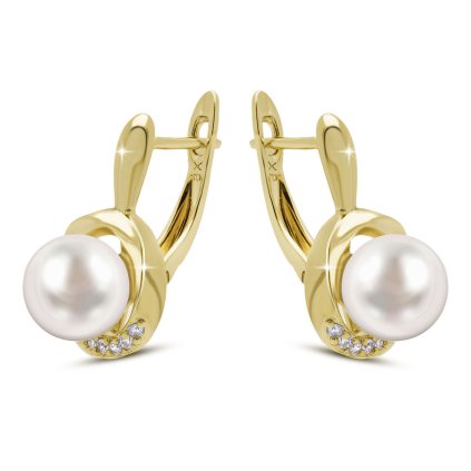 53959 nausnice pozlacene 14k s perlou a zirkony 1003371