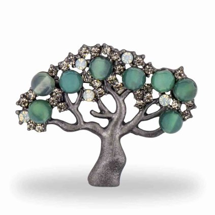54235 broz strom se zelenymi koralky a zirkony 9001779