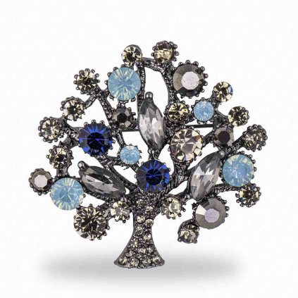 54265 broz strom osazeny barevnymi kaminky a zirkony modra 9001782 4