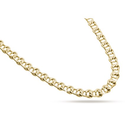 14k aranyozott lánc, fonott fényes szemcsékből, hossza 60 cm / 4 mm
