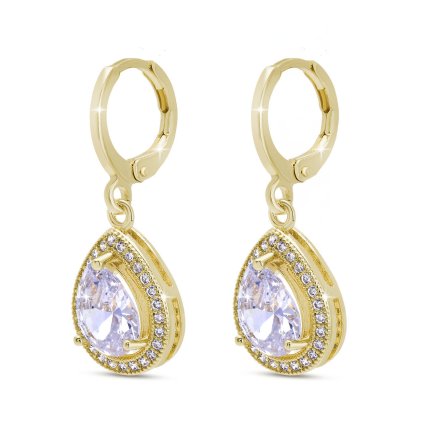 54562 pozlacene nausnice 14k zirkon ve tvaru kapky 1003415