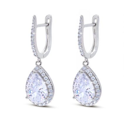 54571 rhodiovane nausnice kapka se zirkonem 1003418