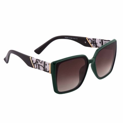 Női napszemüveg műbőrre írt motívummal - zöld, barna lencsékkel, 9001987-2, Tr2553