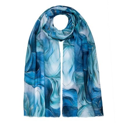 55252 damsky sal se zlatym potiskem modry 770 4 xc2511 08