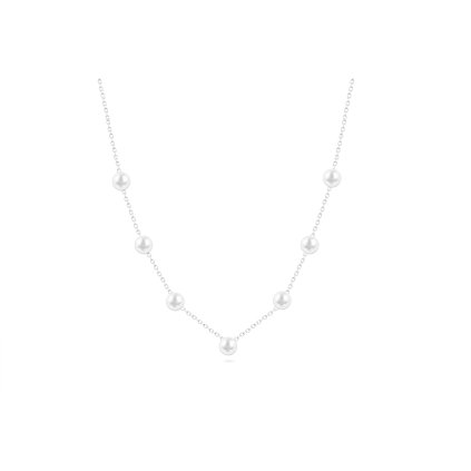 Lánc sebészeti acélból, fehér gyöngyökkel díszítve 3001545