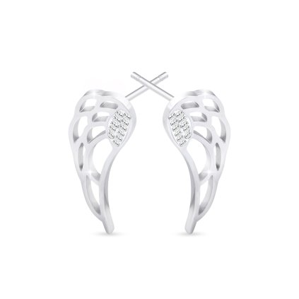 Sebészeti acélból készült fülbevaló, lógó angyalszárnyak cirkóniával 1002359