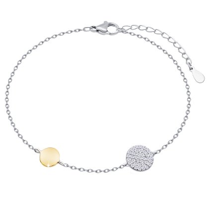 57037 stribrny naramek s pozlacenym a zirkonovym koleckem 2850