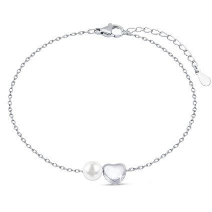 57049 57049 ezüst karkötő gyöngyökkel és szívvel 2854