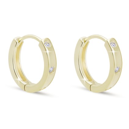 59158 stribrne nausnice kruhy se zirkony pozlaceno 14k zlatem 1 cm 3768