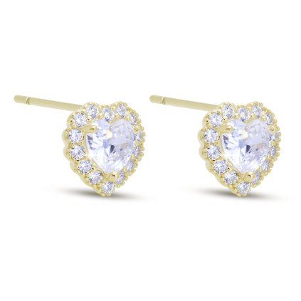 59164 stribrne nausnice srdickove pecky pozlaceno 14k zlatem 3770