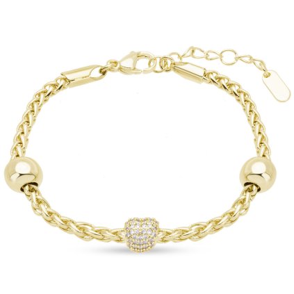 60376 elegantni pozlaceny naramek s ozdobnou kulickou z cirych zirkonu 3045
