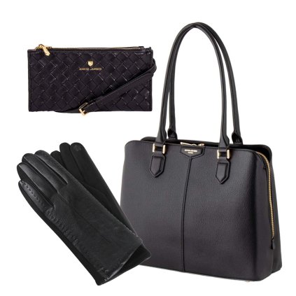 60850 set modni black prestige kabelka penezenka a rukavice 368