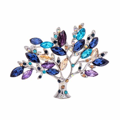 61786 broz strom ozdobeny modrymi zirkony stribrne barvy 9001463 3