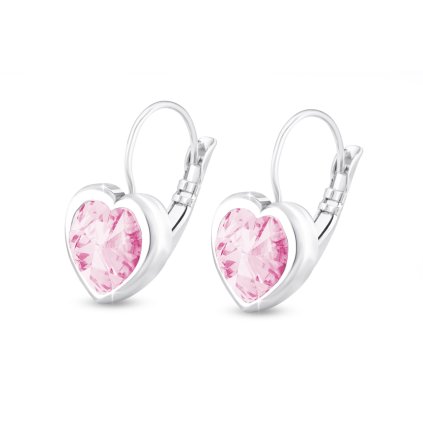 Sebészeti acél szív fülbevaló, világos rózsaszín cirkóniával 1002250-2