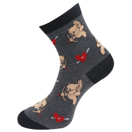 Női zokni macimintával, NZP9096 cikkszámmal és fényes szállal - sötétszürke színben 9001489-6