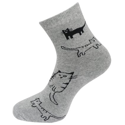 Női frottír zokni macskamintával NV8859 - szürke színű 9001487-2