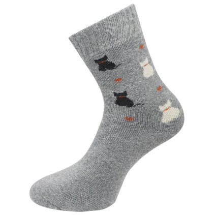 Női frottír zokni macskamintával TNV9231, világosszürke színű 9001503-1