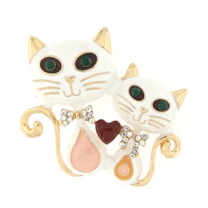 Melltű - szerelmes macskák cirkóniával, fehér 9001492-4